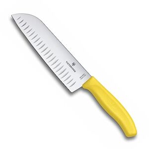Victorinox 17 cm Fluted Blade Santoku Knife Blister Pack, Yellow