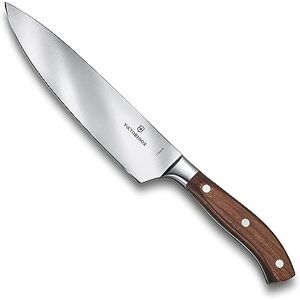 Victorinox , Grand Maître, Profi Tranchiermesser, Extra Scharfe Klinge, gerader Schliff, 20 cm, Edler Holzgriff, Rostfreier Stahl, braun