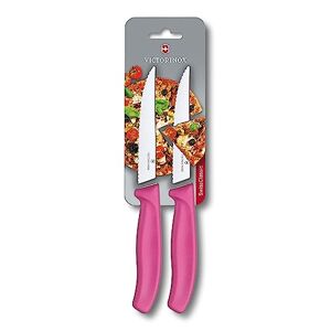 Victorinox , Swiss Classic, Profi Steak- und Pizzamesser, Extra Scharfe Klinge, Wellenschliff, 12 cm, Robuster Kunststoffgriff, Rostfreier Stahl, pink