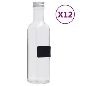 vidaXL glasflasker med skruelåg 12 stk. 250 ml firkantet