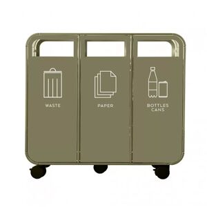 TreCe Affaldsbeholder Cloud, Udførelse Waste, Paper & Bottles/Cans, Farve Oliv