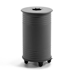 Affaldsbeholder Tin, H 600 mm, hjul, single, låg til flasker/dåser, gr