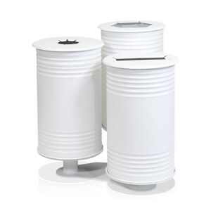 Affaldsbeholder Tin, H 590/650/700 mm, søjlefod, triple, med låg, hvid