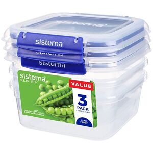 Sistema Madkasse - Square Klip It Plus - 3-Pak - 1,15l - Blå - Sistema - Onesize - Madkasse