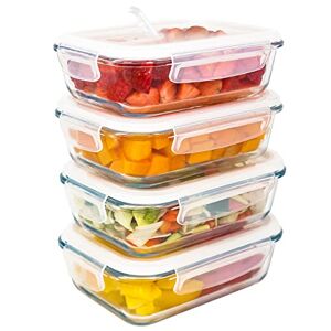 KICHLY - Recipientes de vidrio para almacenar alimentos - 9 recipientes con  tapa transparente Tapers de vidrio herméticos - aptos para lavavajillas