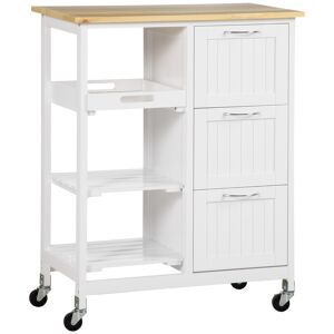 Homcom Carro de cocina color blanco 67 x 37 x 87 cm