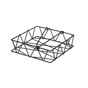 LOLAhome Servilletero geométrico negro de metal de 18x18x5 cm