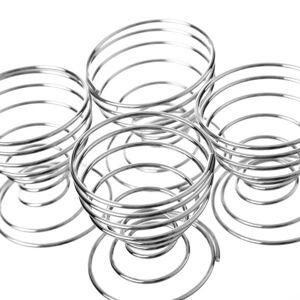 LOLAhome Juego de 4 hueveras de espiral de metal plateadas de Ø 5x4 cm