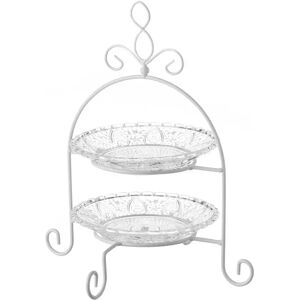 LOLAhome Frutero pastelero de 2 alturas de cristal transparente y metal de Ø 25x29 cm