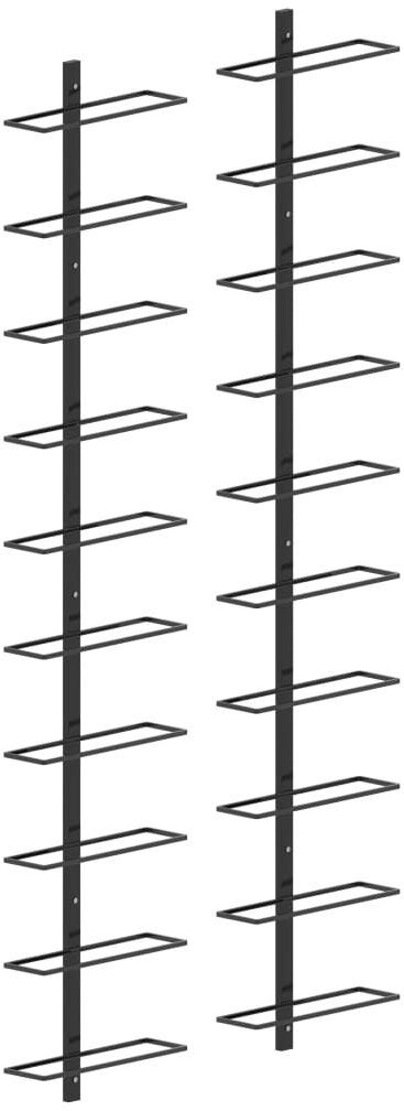 vidaXL Botelleros de pared para 20 botellas 2 unidades metal negro