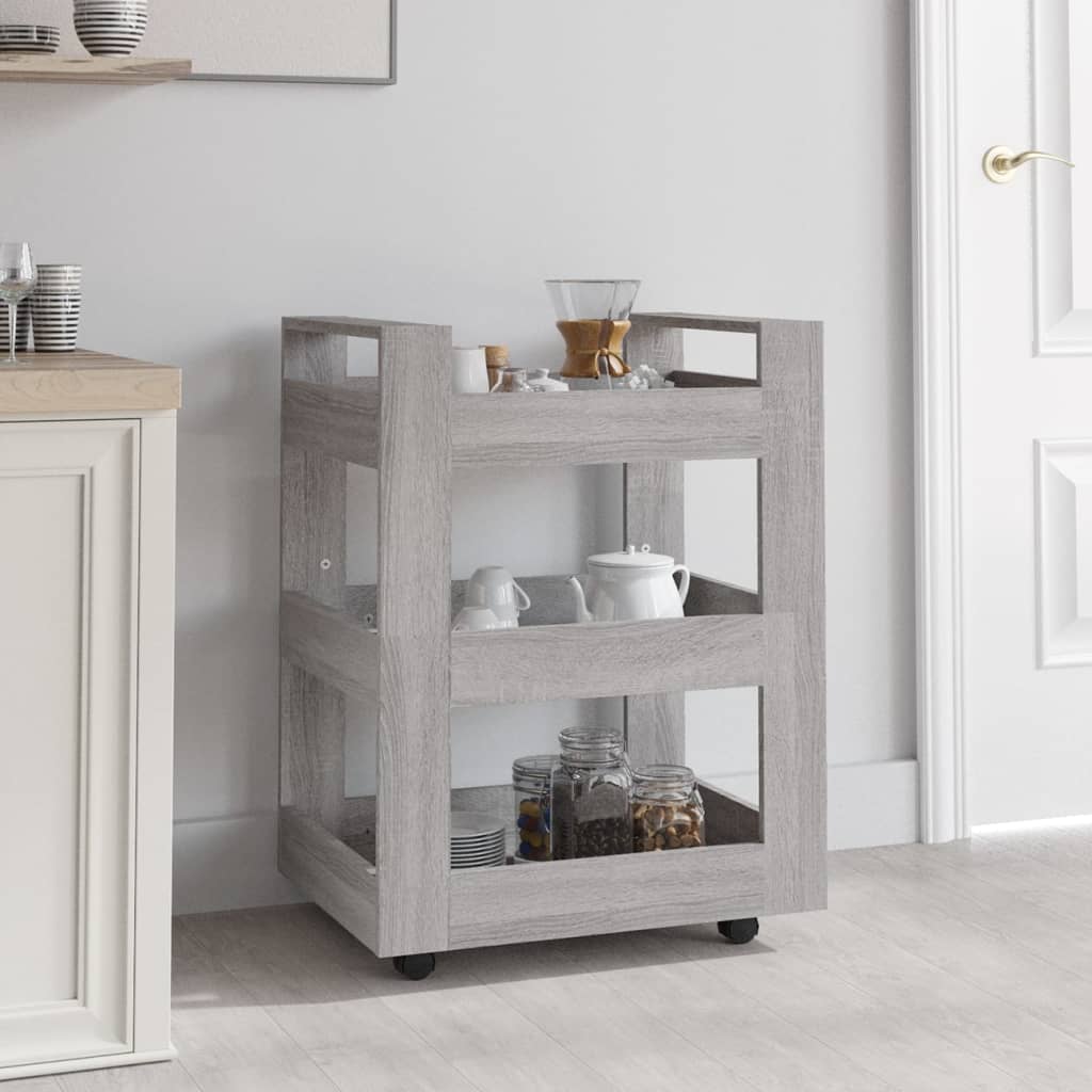 vidaXL Carrito de cocina madera contrachapada gris Sonoma 60x45x80 cm