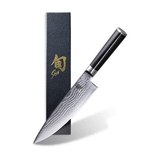 Shun KAI  Classic japanisches Kochmesser Linkshänder 20 cm Klingenlänge Damastmesser 32 Lagen VG MAX Kern 61 (±1) HRC Pakkaholzgriff Made in Japan Küchenmesser Chefmesser geschmiedet