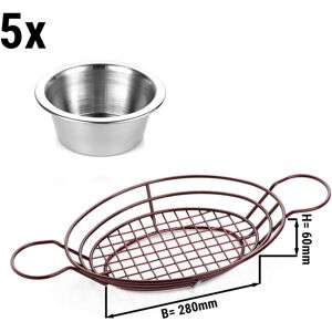 GGM GASTRO - (5 pièces) Panier pour fingerfood avec diptasses Ovale