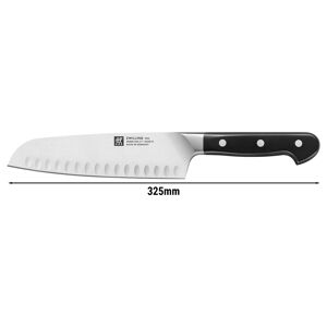 GGM GASTRO - ZWILLING PRO - Couteau Santoku - à lame alvéolée - Lame : 180mm