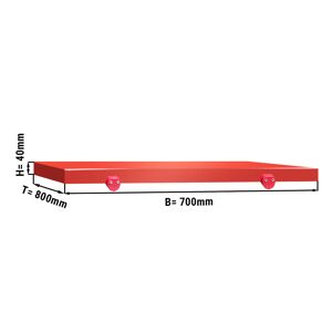 GGM GASTRO - Plateau de découpe pour table de boucherie - 700 x 800 mm - rouge