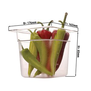 GGM GASTRO - Bac gastronorme en polycarbonate GN 1/6 - Clair - Profondeur 65mm