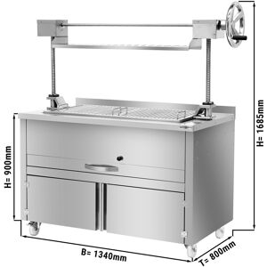 GGM GASTRO - Grill au charbon de bois - 1340mm - avec élévateur & 1 tiroir