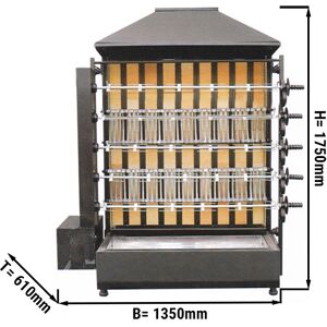 GGM GASTRO - Grill à poulet au charbon de bois - avec 5 brochettes pour 30 poulets