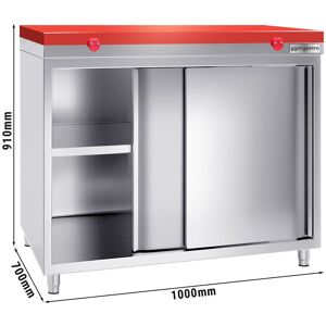 GGM Gastro - Armoire de travail en inox PREMIUM - 1000x700mm - avec porte coulissante sans rebord y compris plaque de decoupe