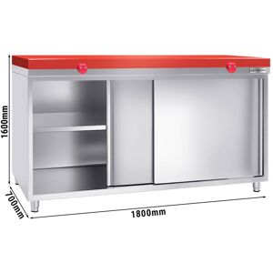 GGM Gastro - Armoire de travail en inox PREMIUM - 1600x700mm - avec porte coulissante sans rebord y compris plaque de decoupe