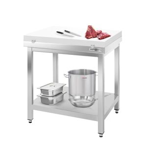 GGM Gastro - Table de travail inox PREMIUM - 700x700mm - avec fond de base sans rebord y compris plaque de decoupe Rouge