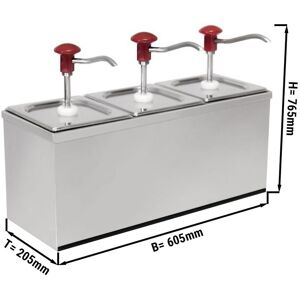 GGM Gastro - Distributeur de sauce - 3x 2 litres - support inox inclus Argent