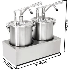 GGM Gastro - Distributeur de sauce - 2x 4 litres - support inox inclus Argent