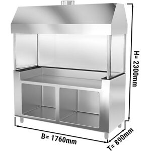 GGM Gastro - Element neutre pour grill au charbon de bois - avec verre - 1800m - Granit noir Argent