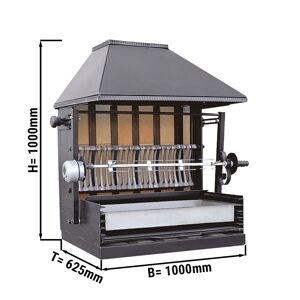 GGM Gastro - Grill a poulet au charbon de bois - avec 1 broche pour jusqu'a 3 poulets Noir