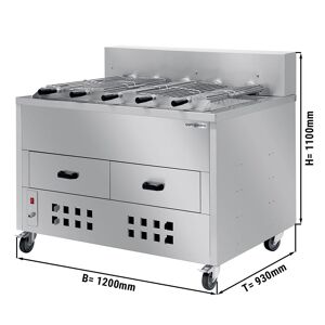 GGM Gastro - Grill au charbon de bois/Grilloir pour poulets - 1200mm - avec 5 brochettes Argent