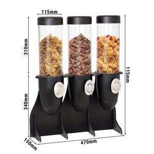GGM Gastro - Distributeur de cereales et corn-flakes - Triple - Ø 115mm - Noir - Distributeur rotatif Noir