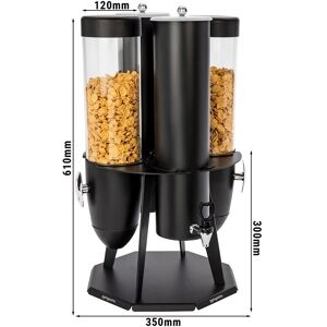 GGM Gastro - Distributeur de cereales et corn-flakes - Double - Rotatif - Ø 120mm - Noir - Distributeur rotatif Noir