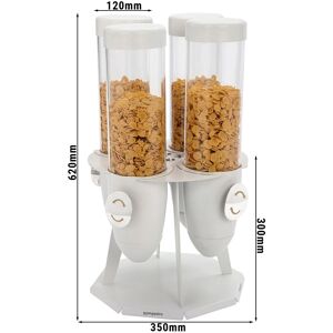 GGM Gastro - Distributeur de cereales et corn-flakes - Quadruple - Rotatif - Ø 120mm - Blanc - Distributeur rotatif Blanc