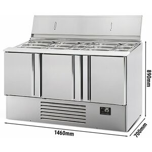 GGM Gastro - Saladette PREMIUM PLUS - 1460mm - 3 portes - Entree pour recipients GN Argent