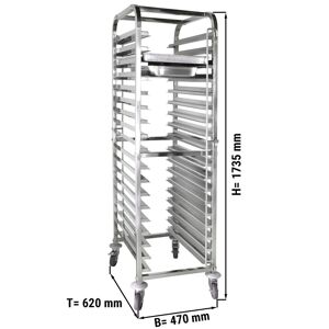 GGM Gastro - Chariot a plateaux - pour 18x GN 1/1 & EN 60 x 40 mm Argent