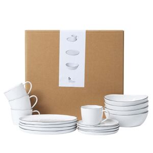 Broste Copenhagen - Salt Vaisselle Set de petit dejeuner, blanc / noir