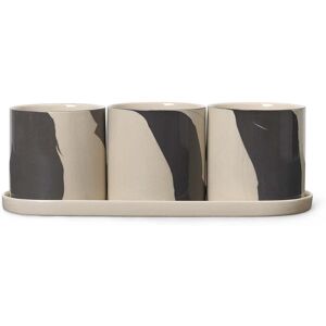 ferm LIVING - Inlay Pots à herbes, sable / marron (set de 3)