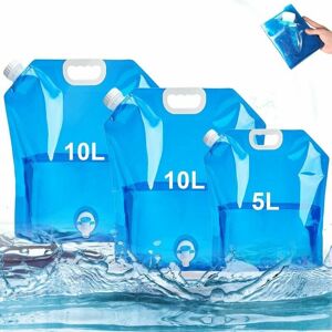 Linghhang - Lot de 3 (bleu) bidons d'eau pliables avec robinet 2 x 10 l + 1 x 5 l bidon d'eau potable portable sans bpa bidon d'eau pliable pour - Publicité