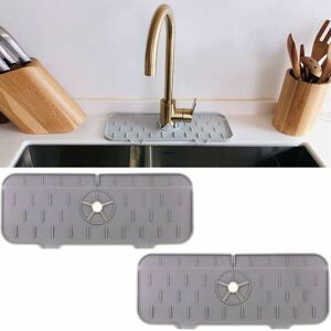 SHINING HOUSE 2pcs Pare-éclaboussures d'évier de Robinet de Cuisine, collecteur d'eau de Tapis de Robinet en Silicone, Gris - grey - Publicité