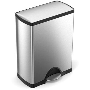 Simplehuman - Poubelle rectangulaire à pédale double compartiment 46L Code h et v inox - Argent - Publicité