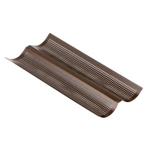 Plaque 2 baguettes perforee - antiadherent - 380 x 160 mm Gobel