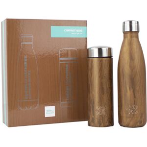 Coffret bois 1 bouteille 500 ml et 1 theiere 350ml Yoko® Design [Noir]