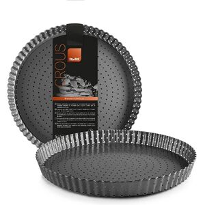 Moule a tarte dentele perfore antiadherent avec fond amovible 20 cm Ibili [Gris]