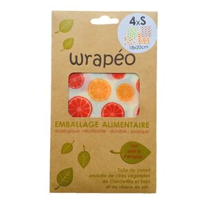 Set de 4 feuilles de conservation cire vegetale- taille S Wrapeo [Rouge]