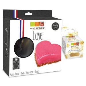 Moule a gateau semi-rigide coeur + paillettes dorees Scrapcooking