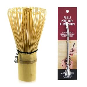 Fouet a the Matcha en bambou + paille inox avec filtre Aromandise