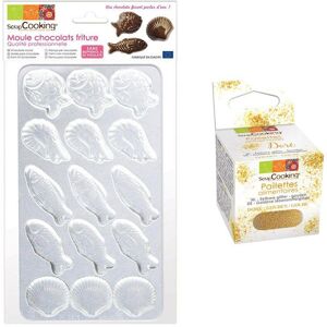 Moule rigide pour fritures en chocolat + paillettes dorees Scrapcooking