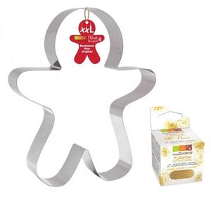 Decoupoir a patisserie inox XXL Bonhomme en pain d'epice + paillettes dorees Scrapcooking