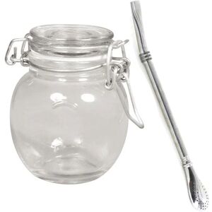 Bocal verre avec couvercle + paille inox avec filtre Youdoit