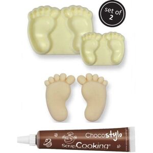 Stylo chocolat + 2 Moules a gateaux Pieds de bebe Youdoit